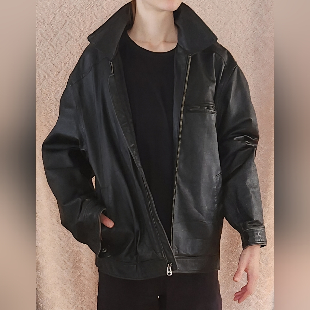 Colebrook Men's Genuine Black Leather Jacket. Size S